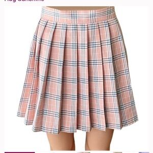 HUG SUNSHINE Pink & Black Plaid Pleated Tennis Mini Skirt ~ Women's Size SMALL